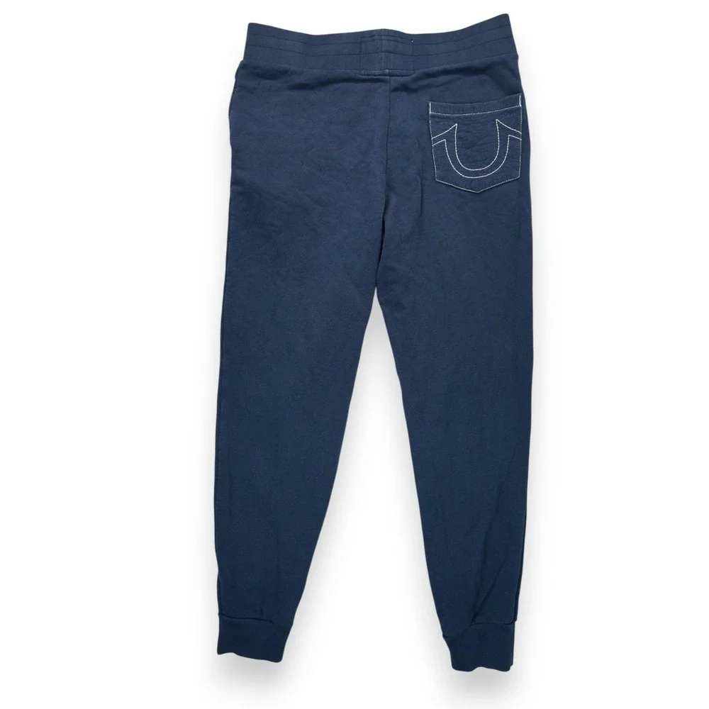 TRUE RELIGION Men's M Navy Blue Jogger Sweatpants Drawstring Pockets Activewear